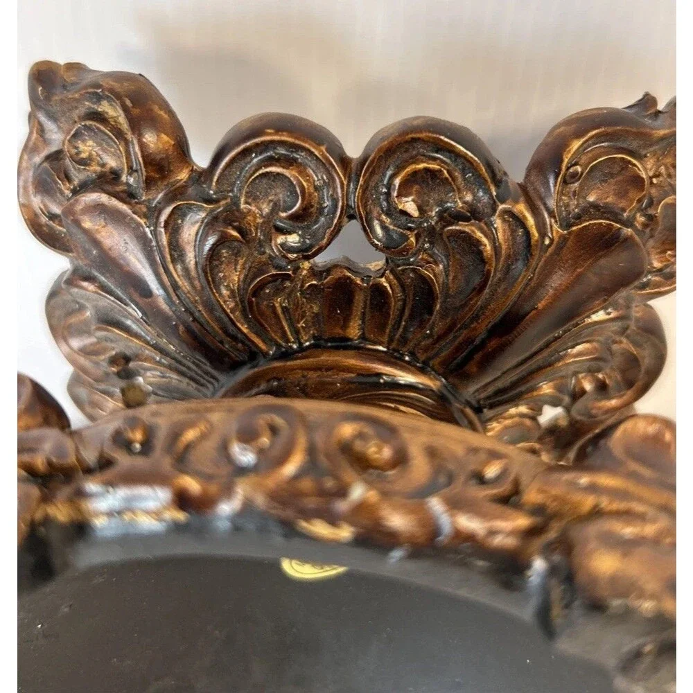 3 To 4” Candle Bowl Deep Brown Resin composite Old World Elegant Tuscan Decor